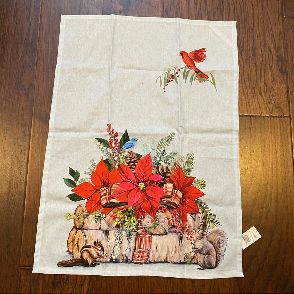 NWT Cathy Walters GREENBOX ART Christmas Animals TEA Hand DISH TOWEL ~ 21 X 28